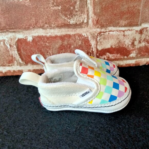 Vans Shoes Baby Size 1 Velcro Slip On Newborn Checkered - Picture 5 of 6